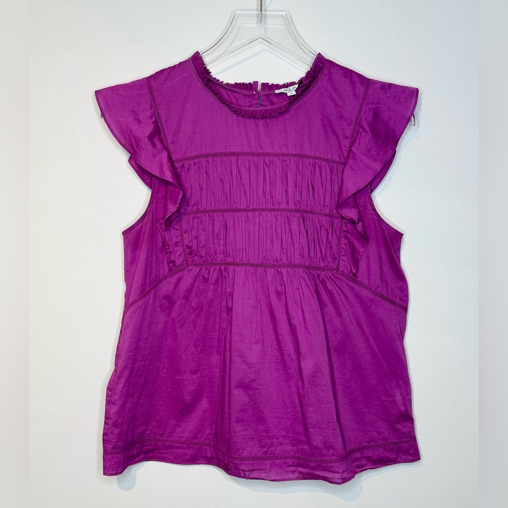 Rails Filomena Berry Purple Cotton Ruffle Sleeve Top Shirt Blouse - Picture 4 of 15